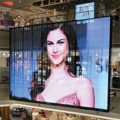 P10.4mm 50 * 12.5cm زجاج شفاف LED شاشة عرض نافذة الشبكة 1000cd / M²