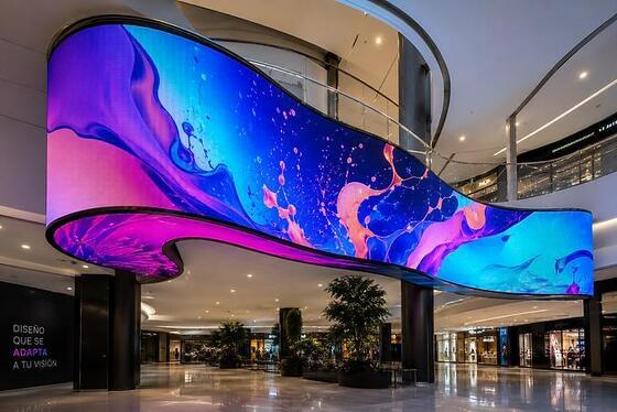شاشة LED منحنية ناعمة 64 × 64 بألوان كاملة تعرض شاشات نظام التحكم Mooncell Kystar