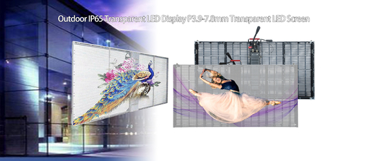 P10.4mm 50 * 12.5cm زجاج شفاف LED شاشة عرض نافذة الشبكة 1000cd / M²