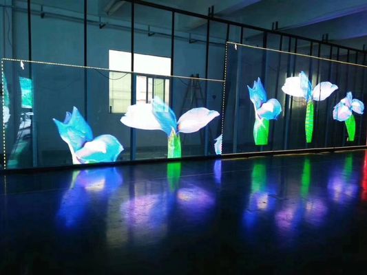 شاشة LED زجاجية شفافة عالية الشفافية بزاوية عرض واسعة وانخفاض استهلاك الطاقة للاستخدام الداخلي والخارجي