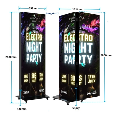 عرض HD LED مزدوج الجانبين ملصق إعلانات رقمية مشغل فيديو P1.25 P1.538 P1.86 P2 P2.5 P3