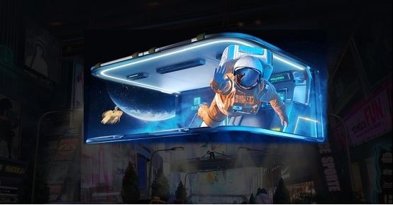 P5.71 حامل الألومنيوم RGB خارجية العين العارية شاشة LED 3D المهنية