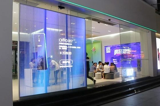 ISO14001 التفاعلية الإبداعية الشفافة LED عرض نافذة ODM لمراكز التسوق