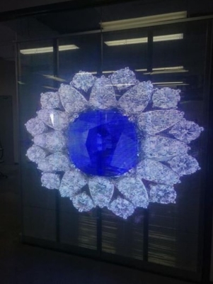 P10.4mm 50 * 12.5cm زجاج شفاف LED شاشة عرض نافذة الشبكة 1000cd / M²