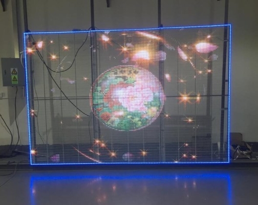 AC85V شفاف شاشة LED فيديو جدار شاشة RGB Led نافذة عرض الشاشة
