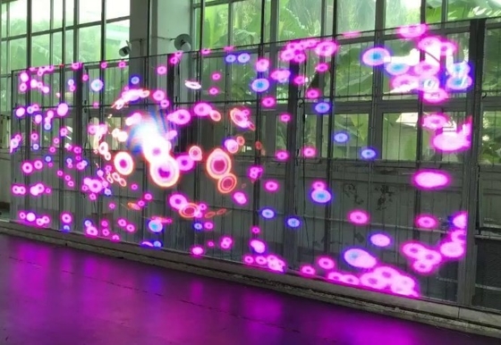 AC85V شفاف شاشة LED فيديو جدار شاشة RGB Led نافذة عرض الشاشة