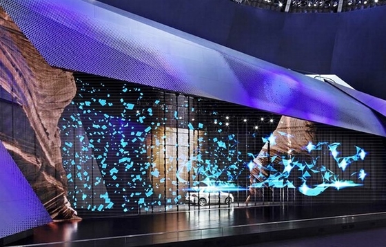 شاشة LED زجاجية شفافة مدمجة ، إعلان بناء عالي الدقة 7.8 مم